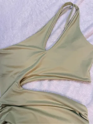 Sleeveless Cutout Ruched Mini Dress - Sage Green thumbnail 6