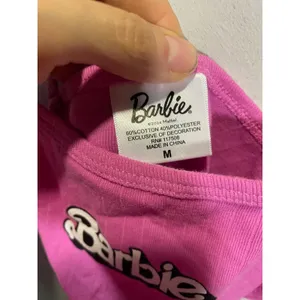 Barbie‎ Camisole Women Medium Pink Ribbed Lettuce Hem Y2K Barbiecore Tank Top thumbnail 3