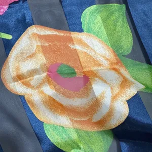 Women’s Blue Floral Scarf 40” X 40” Vibrant Sheer Drape Pokyester thumbnail 7