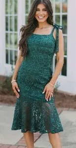 These Three Boutique Shoulder Tie Lace Midi Dress thumbnail 1