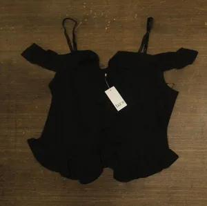 NWT Bar III Ruffled Cold-Shoulder Mesh Top 100218140WN Deep Black 2X thumbnail 1