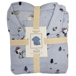 AMERICAN EAGLE Luxe Plush Lounge Set Large Snoopy Peanuts Short Sleeve Shirt & Shorts thumbnail 1