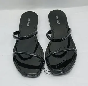 Steve Madden Pike Strappy Jelly Sandals Shoes Womens Size 10 Black Slip On Flats thumbnail 1