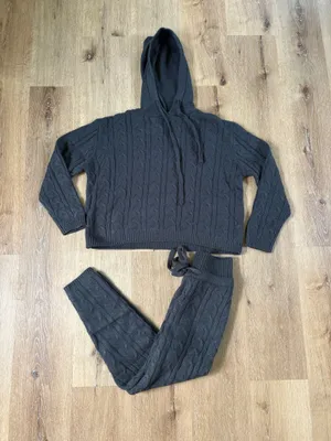 FashioNova Grey Cable Knit Matching Sweater Set thumbnail 1
