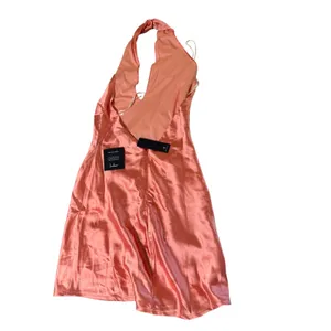 NWT Lulus Size XS Mini Halter Dress Pink Coral Glam Shine Open Back Formal Dance thumbnail 5