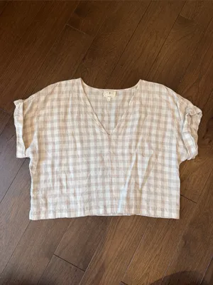 Lou & Grey Cropped Plaid Print Top Size Large - C30-046 thumbnail 2