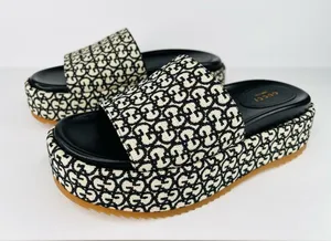 Gucci Women's Angelina Platform GG Supreme Jacquard Slide Sandals Size EU 37 thumbnail 1