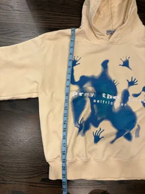 Aelfric Eden Cream Hoodie Pray The Lord Graphic Blue thumbnail 3