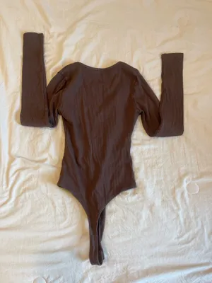 Naked Wardrobe Brown Long Sleeve Bodysuit thumbnail 3