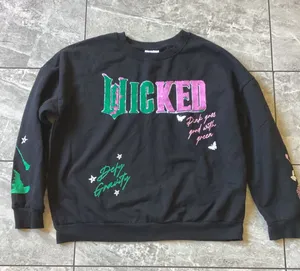 Wicked Musical Sequin Sweatshirt XXL Black Defy Gravity Universal Studios Crew thumbnail 1