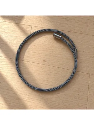 Set of 2 Twisted Cable Wire Cuff Bracelets Silver Bronze Tone Minimalist thumbnail 2