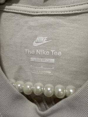 Nike cream white embroidered logo shirt thumbnail 4