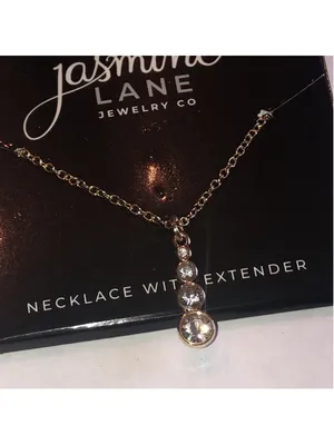 Jasmine Lane Gold Tone CZ Rhinestone Drop Necklace with Extender thumbnail 2