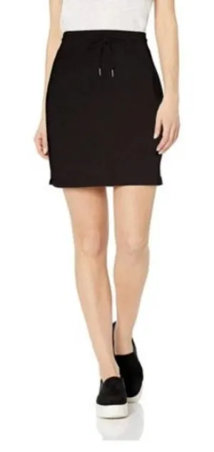 Daily Ritual Terry Cotton and Modal Drawstring Skirt Womens XS Black Mini Casual thumbnail 1