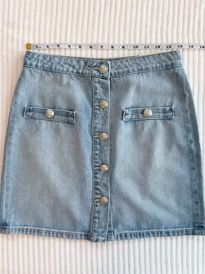 L’AGENCE The Kris Button Front Mini Skirt in Fontana Light Blue Size 25 NWT thumbnail 9