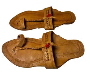 Handmade Leather Kolhapuri T Strap Sandals Braided Tan Brown Womens 10 thumbnail 1