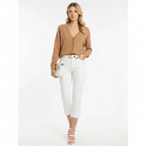 American Eagle Tan Cropped Button Up Long Sleeve Cardigan Sweater NEW M thumbnail 5