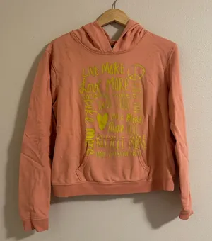 American Eagle Outfitters Peach Hoodie with Yellow Graphic thumbnail 1