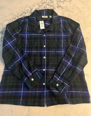 L.L. Bean Women's Scotch Plaid Flannel Pajama Top Size Small New thumbnail 1