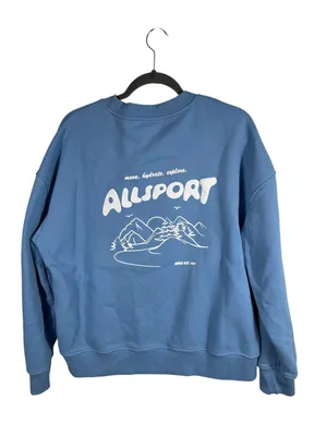 WILO The Label Blue Oversized Crewneck‎ Sweatshirt Pullover Size Medium thumbnail 3