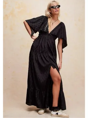 Free People Ethereal Witchy Fairy Cha Cha Maxi Dress Black Medium Bohemian Goth thumbnail 14