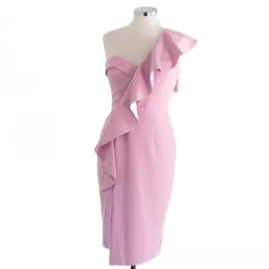 Lavish Lice Scuba Midi Dress with Corset Bodice & Dramatic One-Shoulder Ruffle thumbnail 3