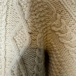 Unbranded Aran Cable Knit Wool Sweater Cream Fisherman Chunky Crewneck thumbnail 6