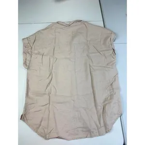 Alex & Jordan Womens‎ Linen Blend Short Sleeve Button Up Shirt Beige Oatmeal L thumbnail 2