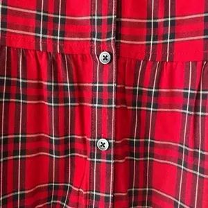 Madewell Red Plaid Clandon Viscose Tiered Button Back Baby Doll Top SZ S #2328 thumbnail 10