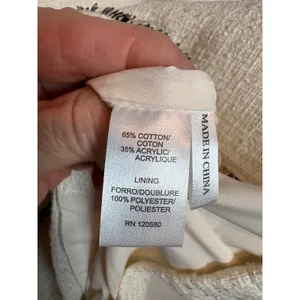 Amanda + Chelsea Natural Tweed Fringe Button Front Jacket Cream Black NWT M thumbnail 8