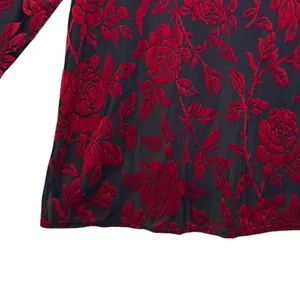 Cato 90s Womens Top Small Whimsigoth ‎ Goth Red Dark Romantic Velvet Burnout thumbnail 5