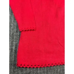 Vintage 90s Christmas Sweater TIARA Women L Red Tree Embroidered‎ Embellished thumbnail 14