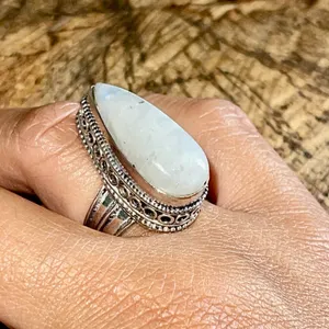 Rainbow Moonstone Ring Size 7 Silver thumbnail 5
