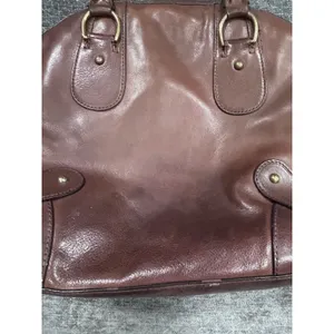 Banana Republic Brown Leather Bowling Satchel Bag Brass Buckles Y2K Slouchy thumbnail 10
