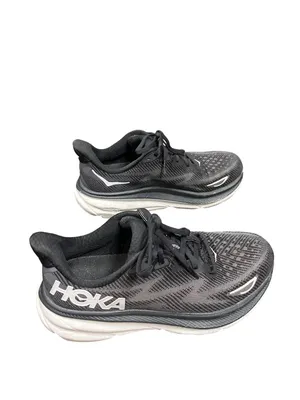 Hoka One Clifton 9 wms black white walking running sneakers sz 8.5B SKU 10-365 thumbnail 3