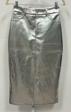 NWT 7 For All Mankind Women's‎ Midi Pencil Skirt Size XS Silver Metallic Pockets thumbnail 1