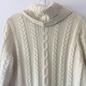 BB Dakota Alaska‎ Womens L Cable Knit Cowl Neck Sweater Dress Ivory Cream thumbnail 8