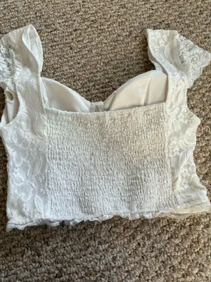 Lulus Top Crop White Lace thumbnail 2