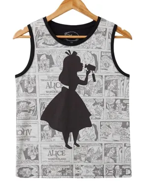 Disney Alice In Wonderland Comic Tonal Girls Muscle Tank Top Hot Topic Size XL thumbnail 1