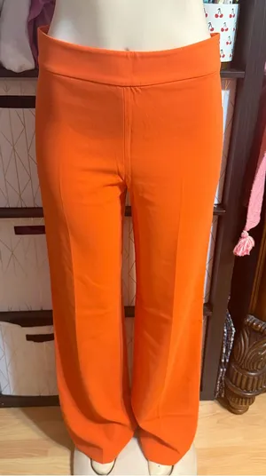 Zara Orange Wide-Leg Pants thumbnail 1