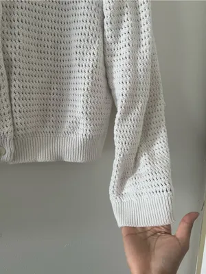 Banana Republic White Knit Button Up Cardigan XL 100% Cotton Coastal Beach thumbnail 4