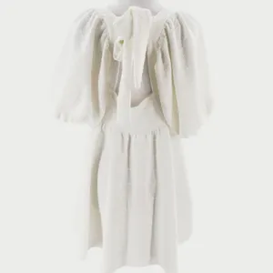 Free people violet puff sleeve tie back mini‎ dress white sz S thumbnail 11