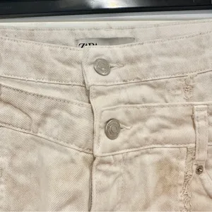 Zara High Rise Double Waist Beige Jeans Sz 0 Straight Leg Animal Print Splotchy thumbnail 8