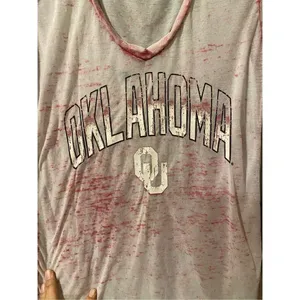 Campus Heritage Red Burnout V Neck Short Sleeve Oklahoma Sooners OU Size S thumbnail 5