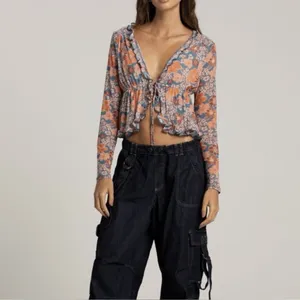 Tilly’s Full Tilt Y2K Beachy Boho Lightweight Mesh Floral Front Tie Flyaway XL thumbnail 3