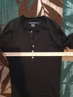 Ralph Lauren Sport Black Ribbed Button Henley Top Speckle Womens Large thumbnail 7