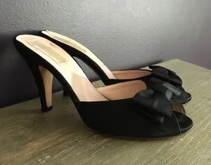 Michael Kors Women’s Black Open Toe Satin Bow Coquette Kitten Heels size 6 thumbnail 1