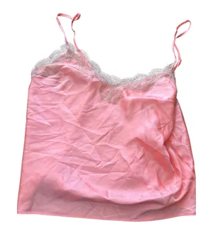 Victoria's Secret Pink Satin Lace Cami Top Slip V Neck Adjustable Straps Size M‎ thumbnail 1