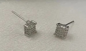 5mm Geometric Square CZ Stud Earrings for Men Women Streetwear Punk Hip Hop Unisex Style thumbnail 1