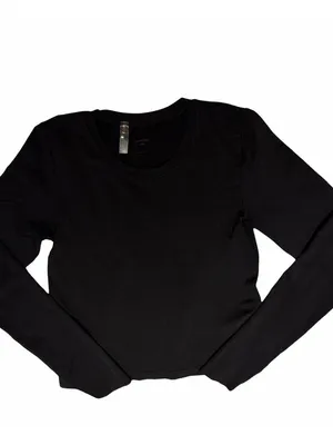 Aritzia Large Sinch Smooth Seamless Cropped Long sleeve Top in Black Layering thumbnail 4